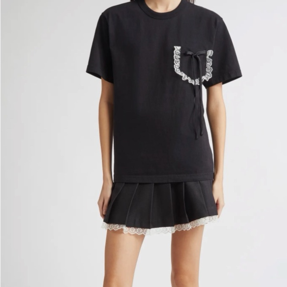 Tanner Fletcher Black Tennis Skirt with Lace Trim